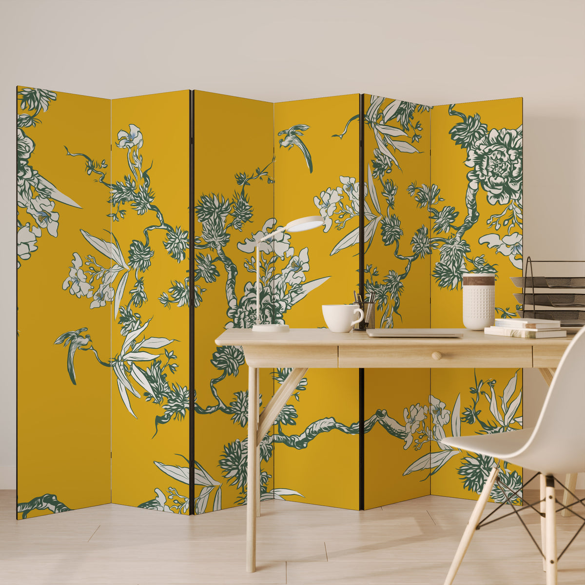 YELLOW CHINOISERIE 6dílný paraván