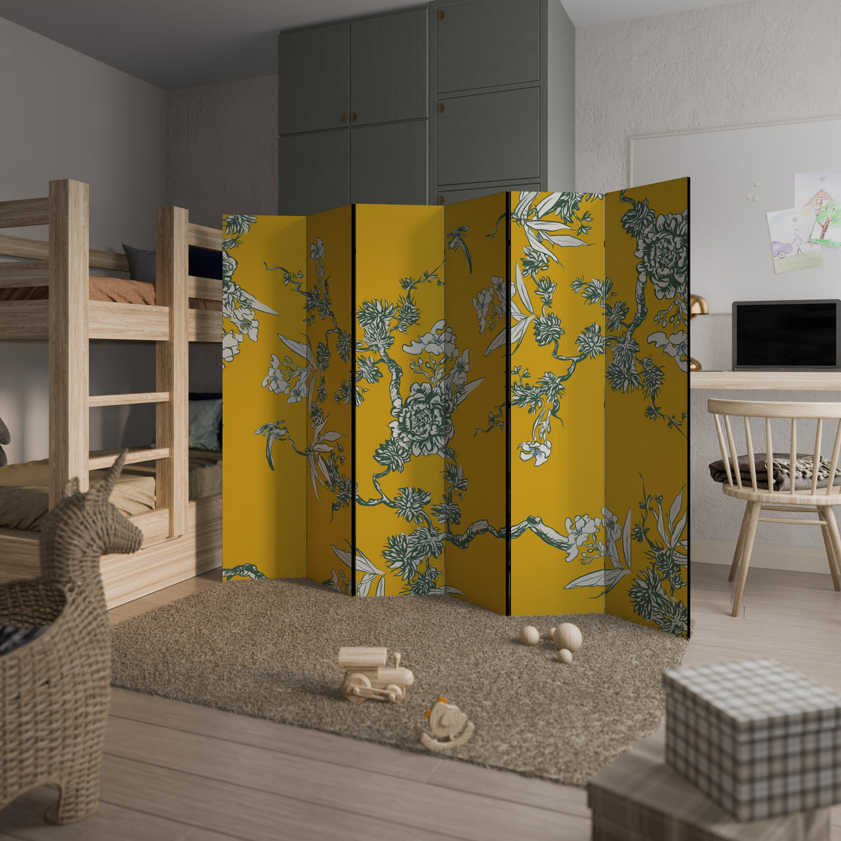 YELLOW CHINOISERIE 6dílný paraván