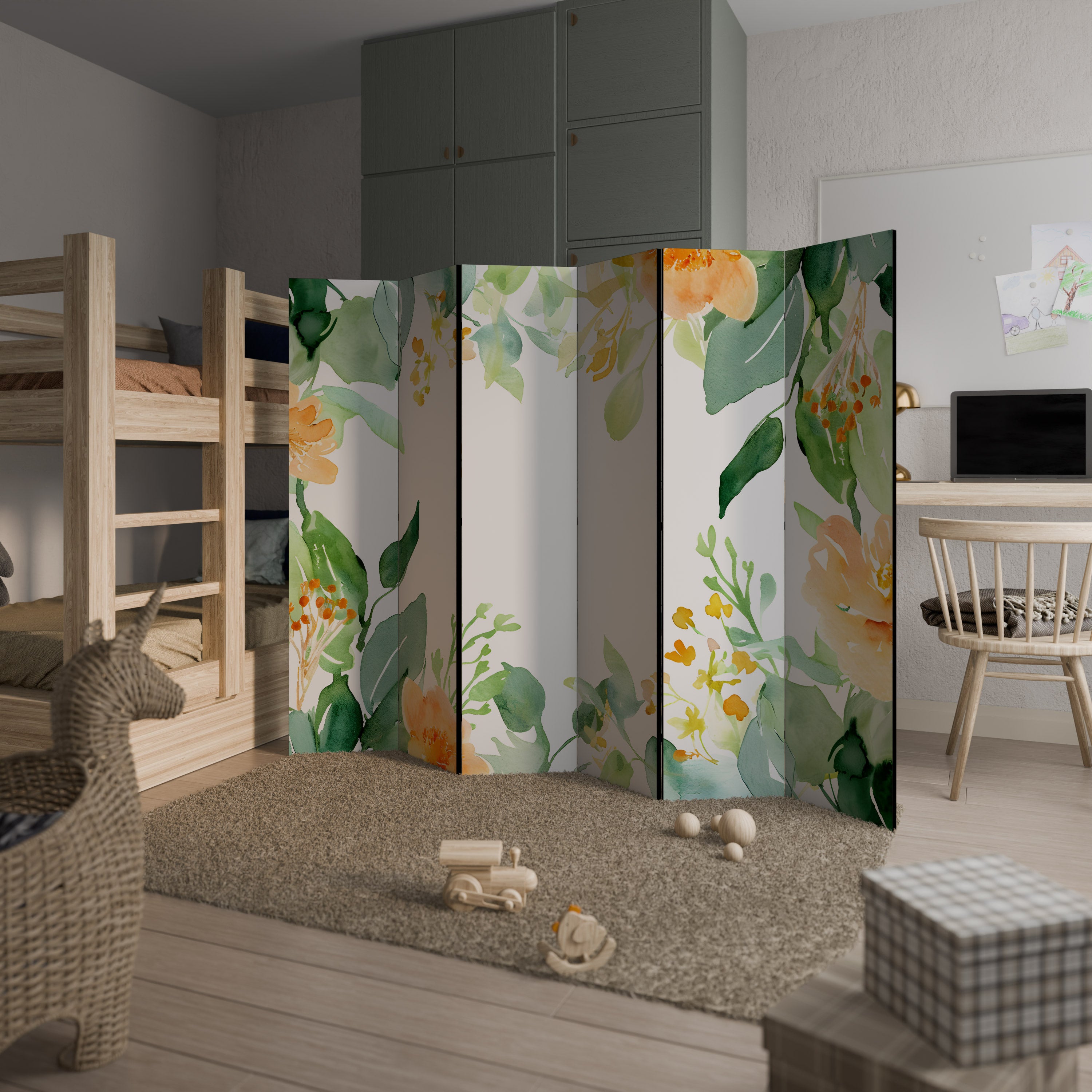 FLORAL SERENITY SPLIT 6-Panel Room Divider