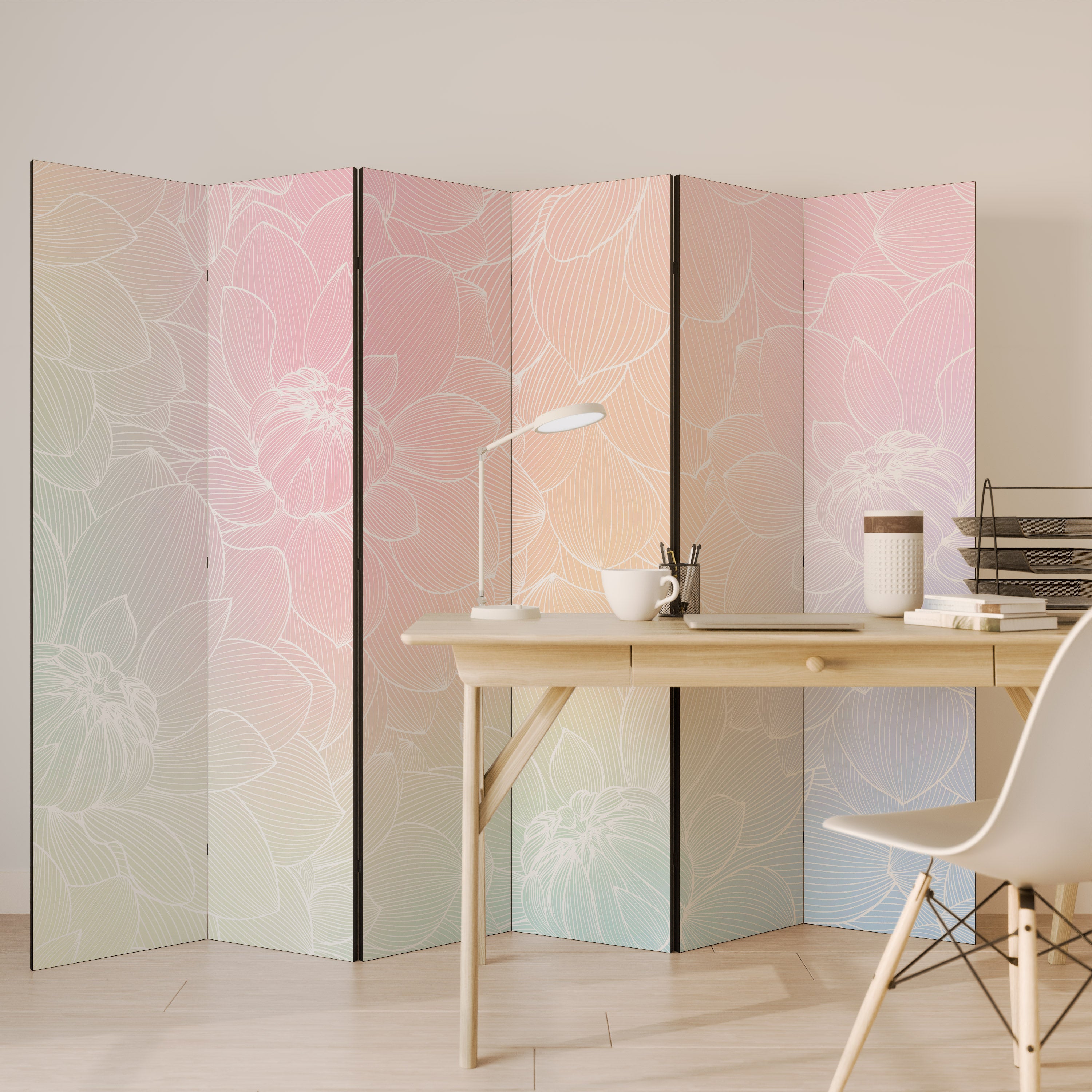 ELEGANT FLORAL FUSION 6-Panel Room Divider