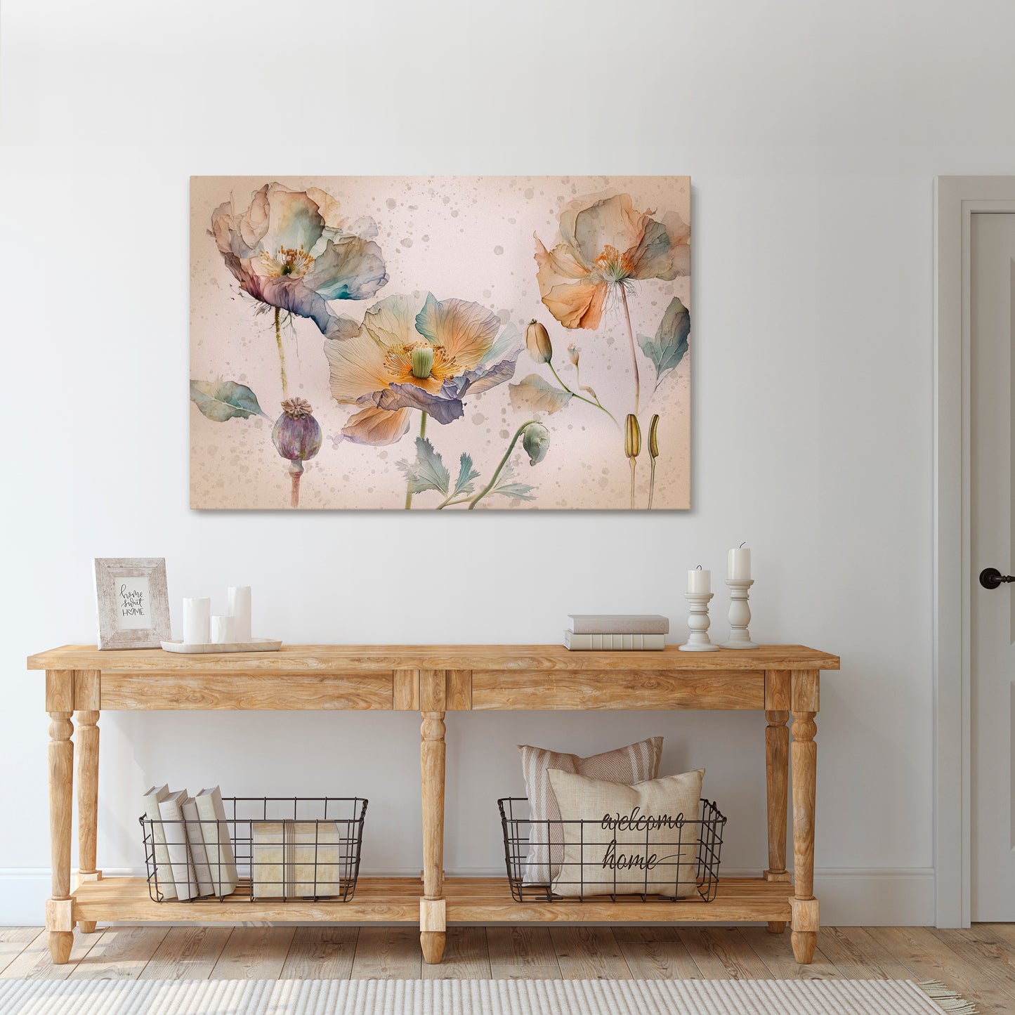 SOFTEN POPPY Horizontal Canvas Print