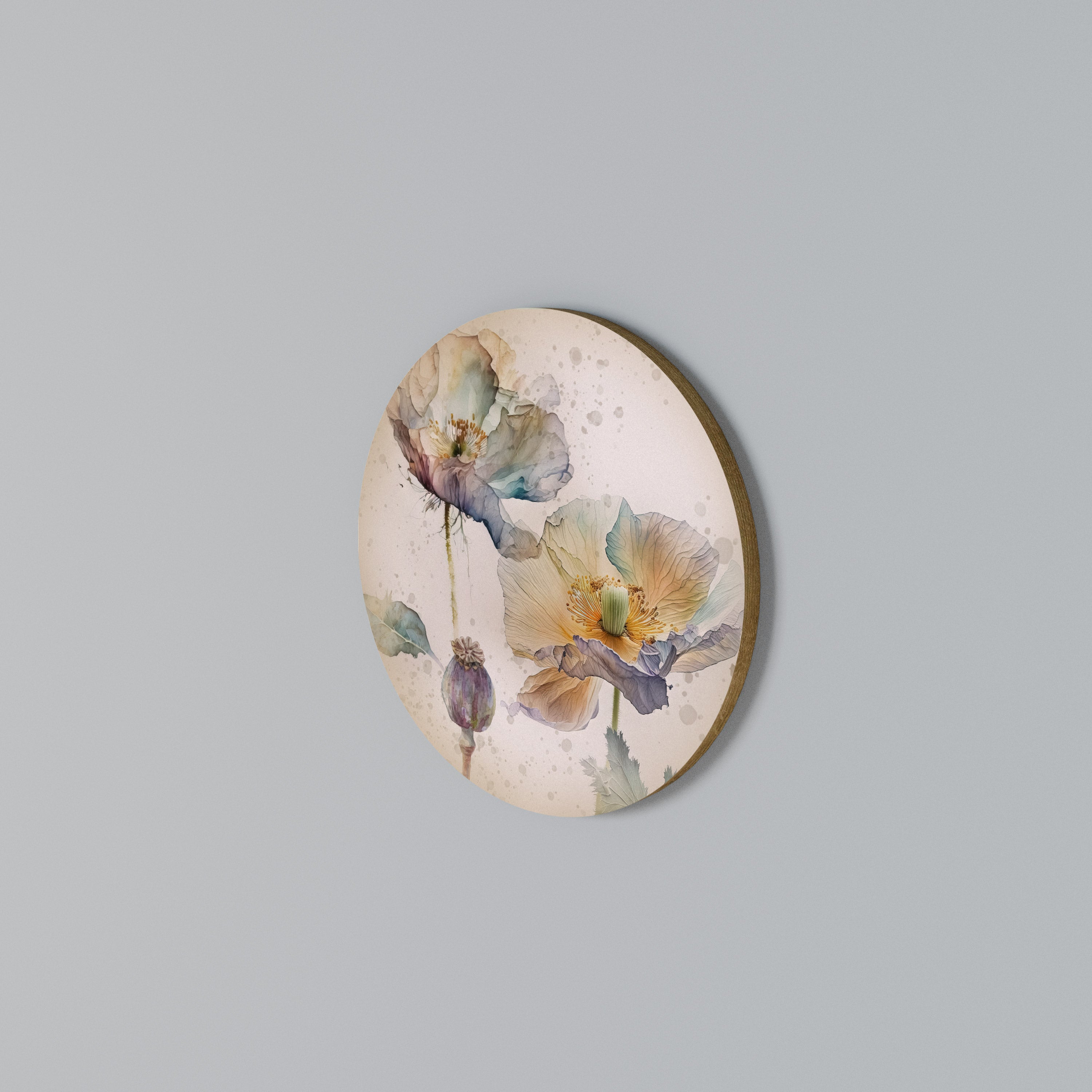 SOFTEN POPPY Round Wall Art