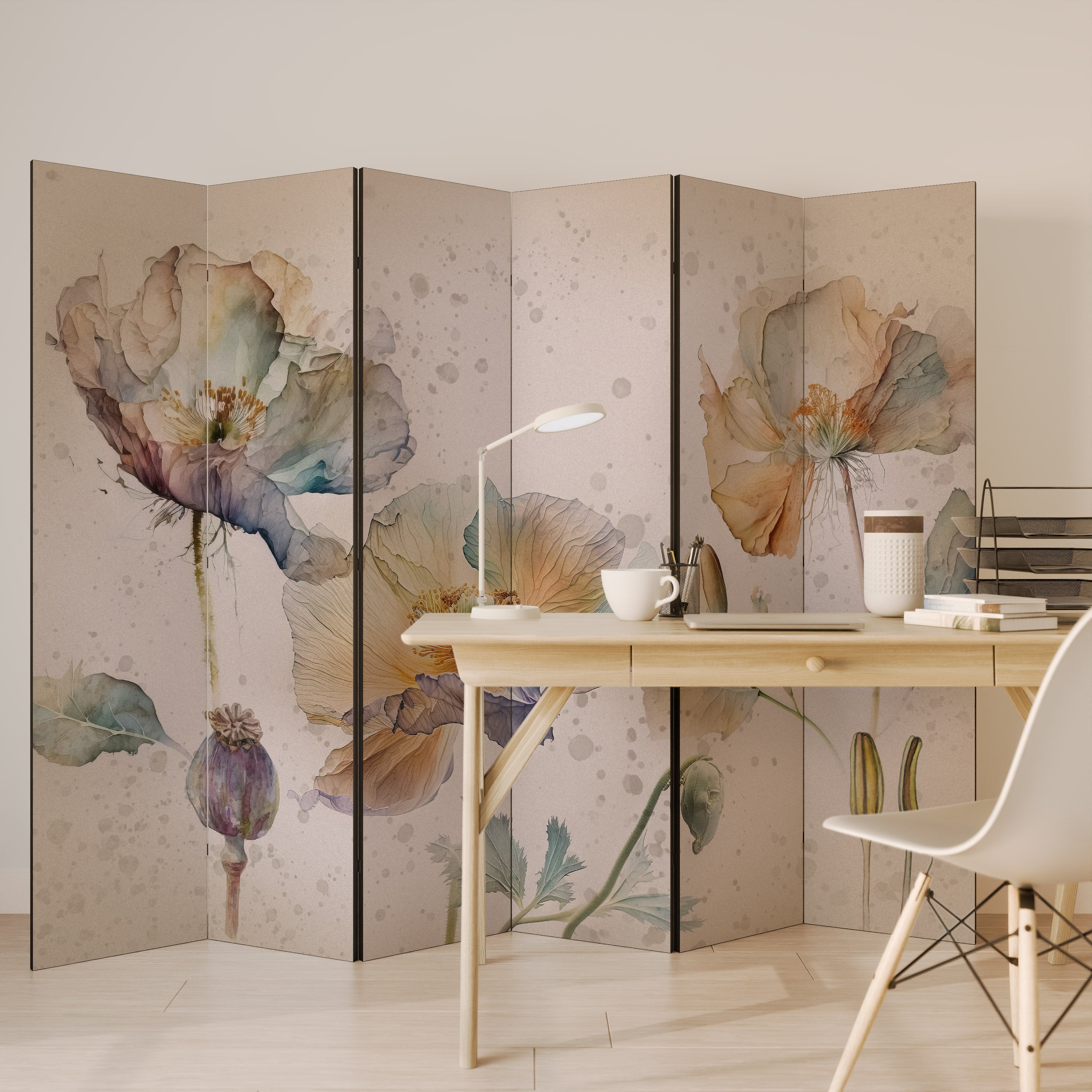 SOFTEN POPPY 6-Panel Room Divider