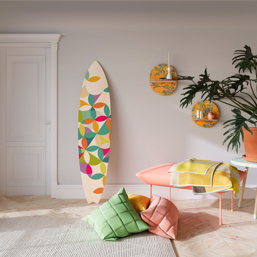 PIXEL BLOSSOM Dekorativní panel ve tvaru surfu