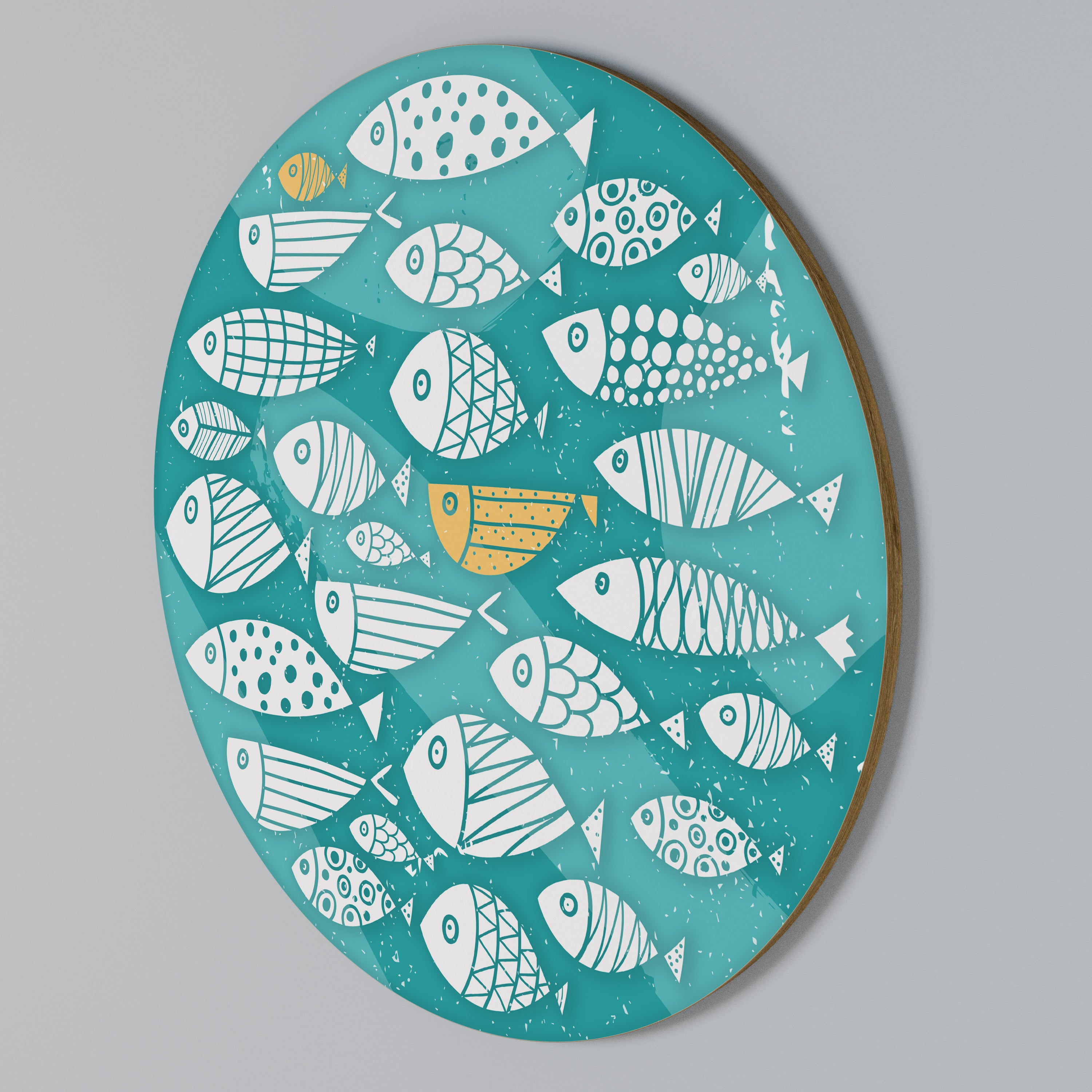 FISHY FOLK ART Kulatá nástěnná dekorace