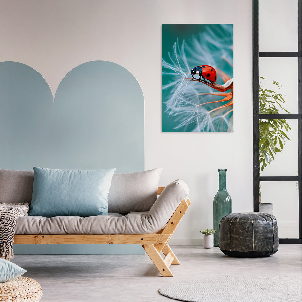 LADYBUG BALANCE Vertical Canvas Print