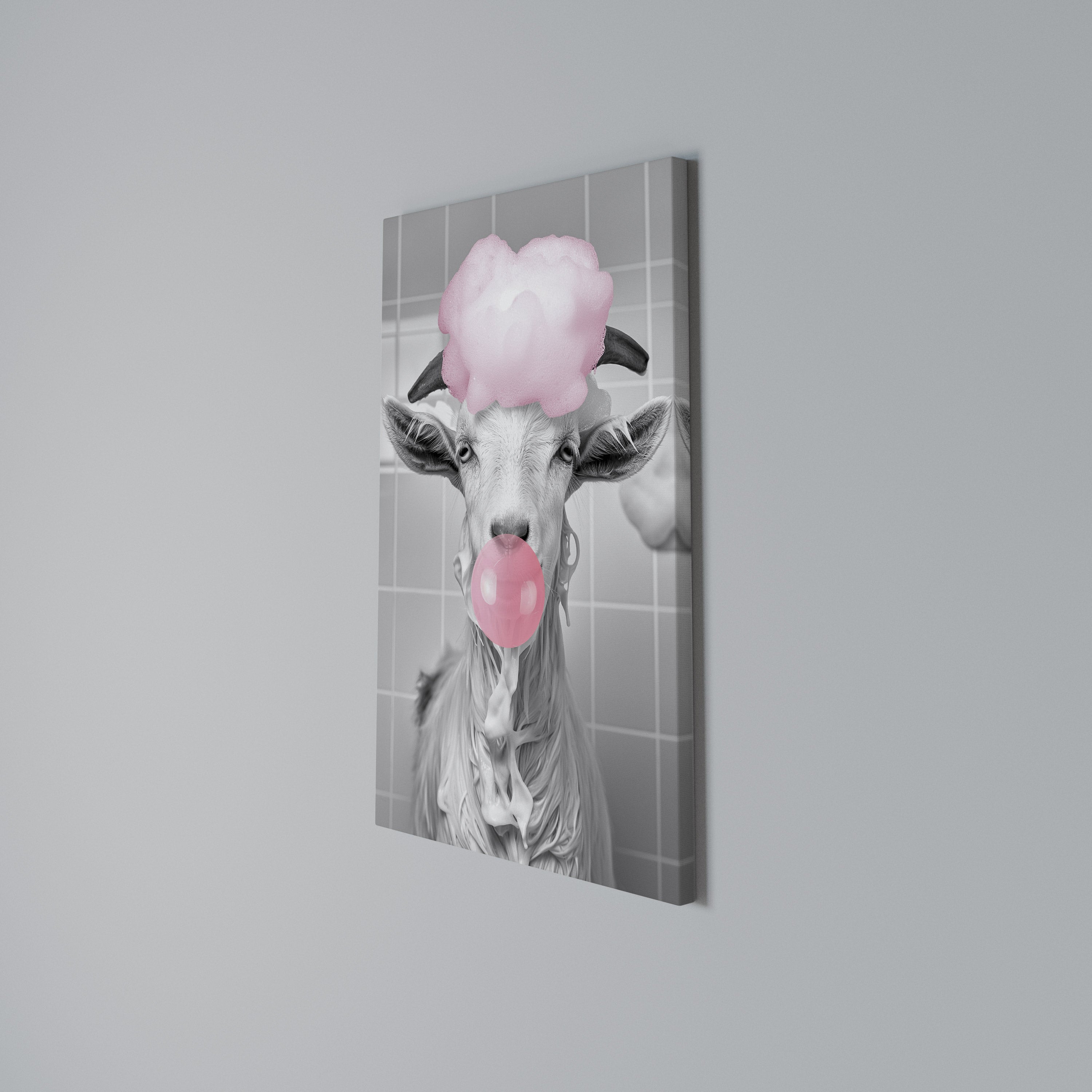 BUBBLEGUM BOVINE BLISS Vertical Canvas Print