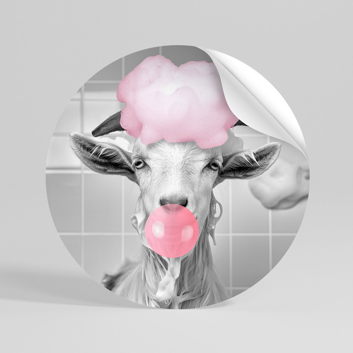 BUBBLEGUM BOVINE BLISS Kulatá samolepka