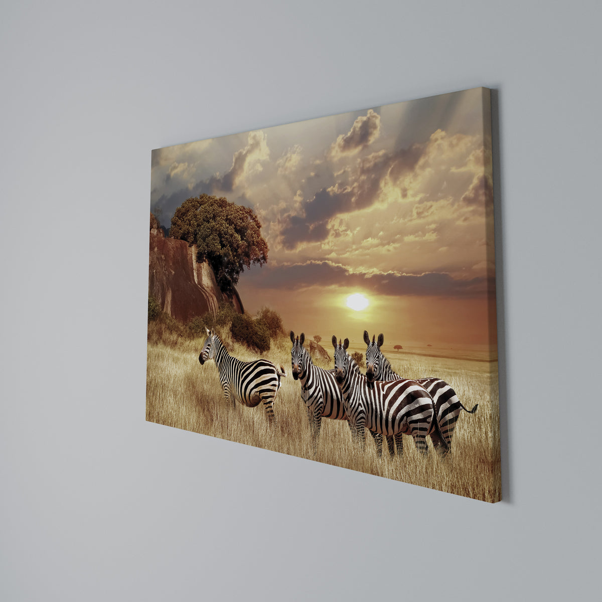 ZEBRA SUNSET SERENADE Horizontal Canvas Print
