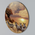 ZEBRA SUNSET SERENADE Round Wall Art
