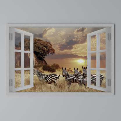 ZEBRA SUNSET VISTA Horizontal Canvas Print