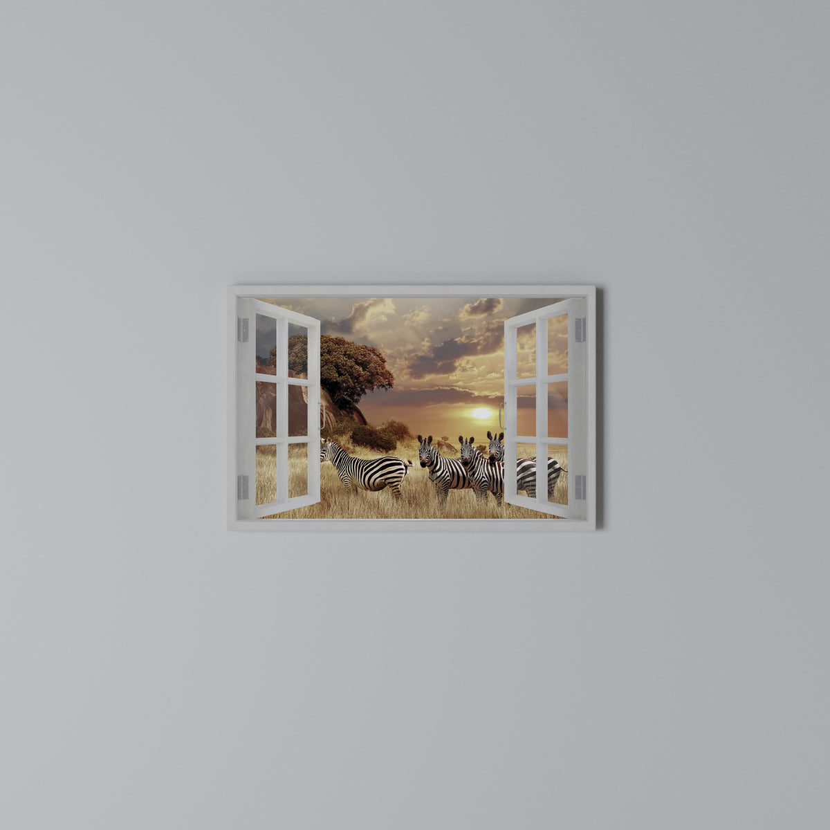 ZEBRA SUNSET VISTA Horizontal Canvas Print