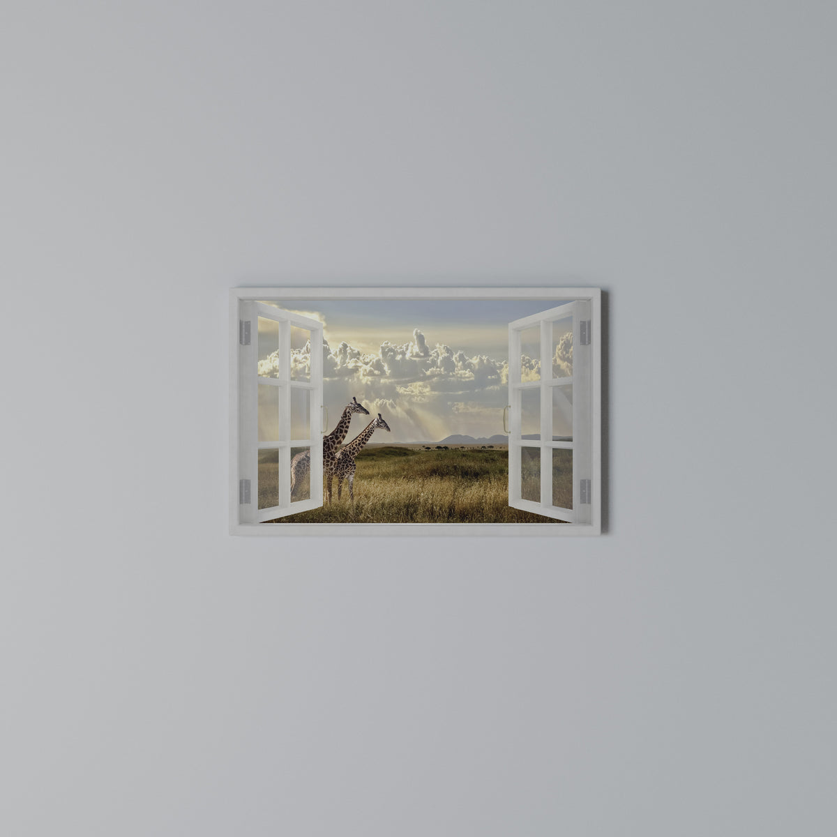 GIRAFFE GAZE WINDOW Horizontal Canvas Print