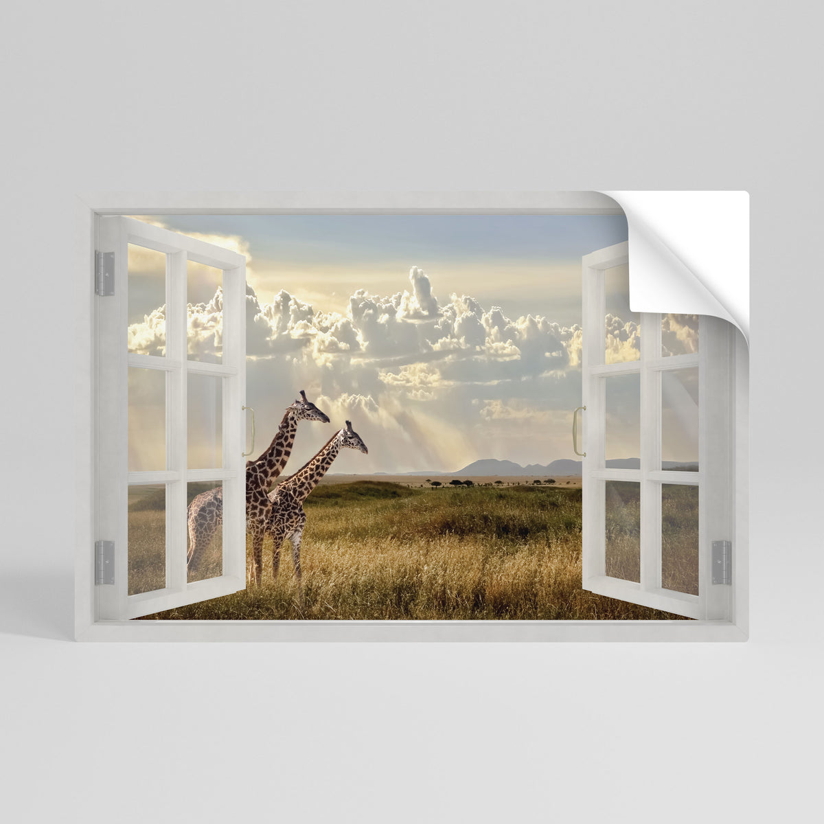 GIRAFFE GAZE WINDOW Vodorovný samolepicí plakát