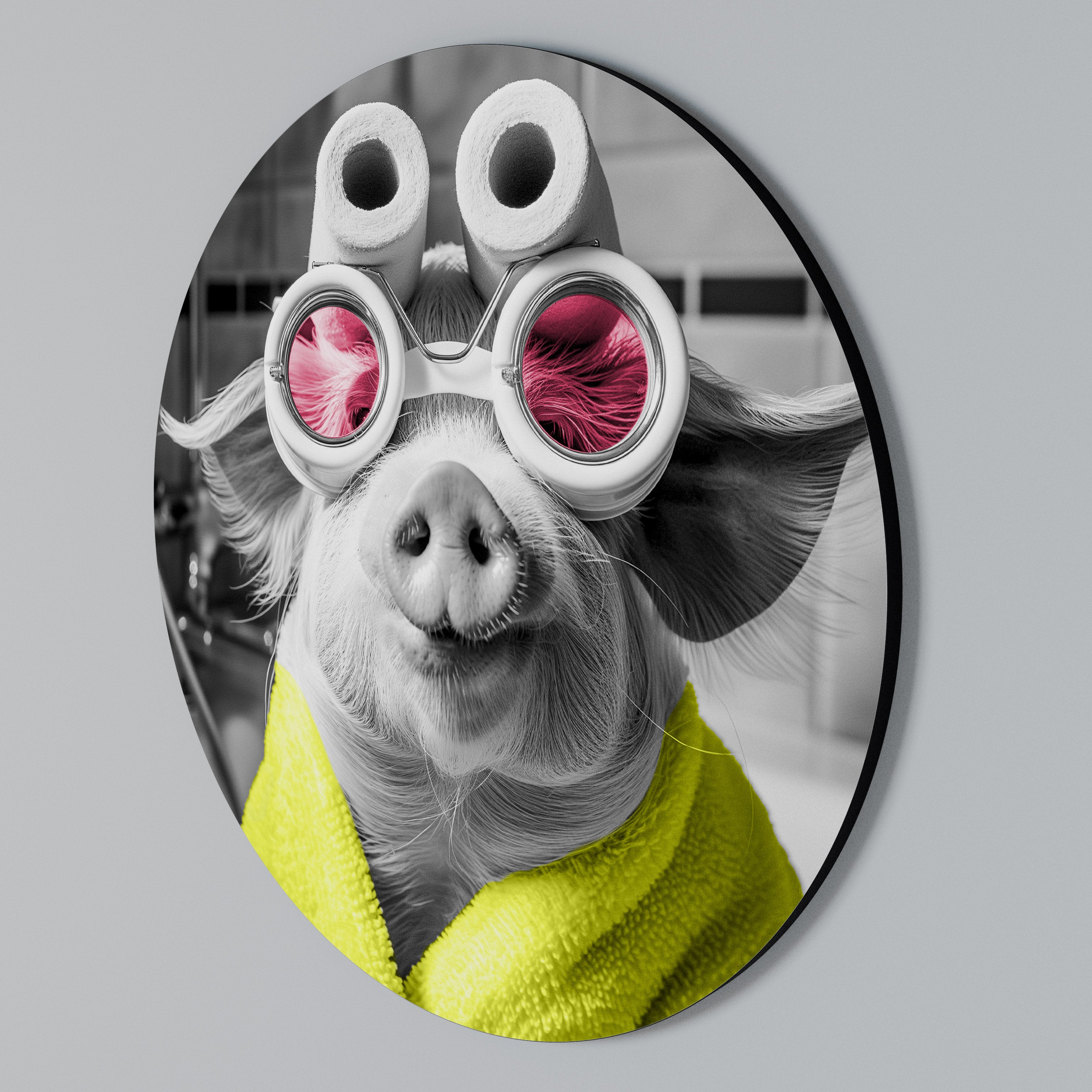 MORNING PIGLET Round Wall Art