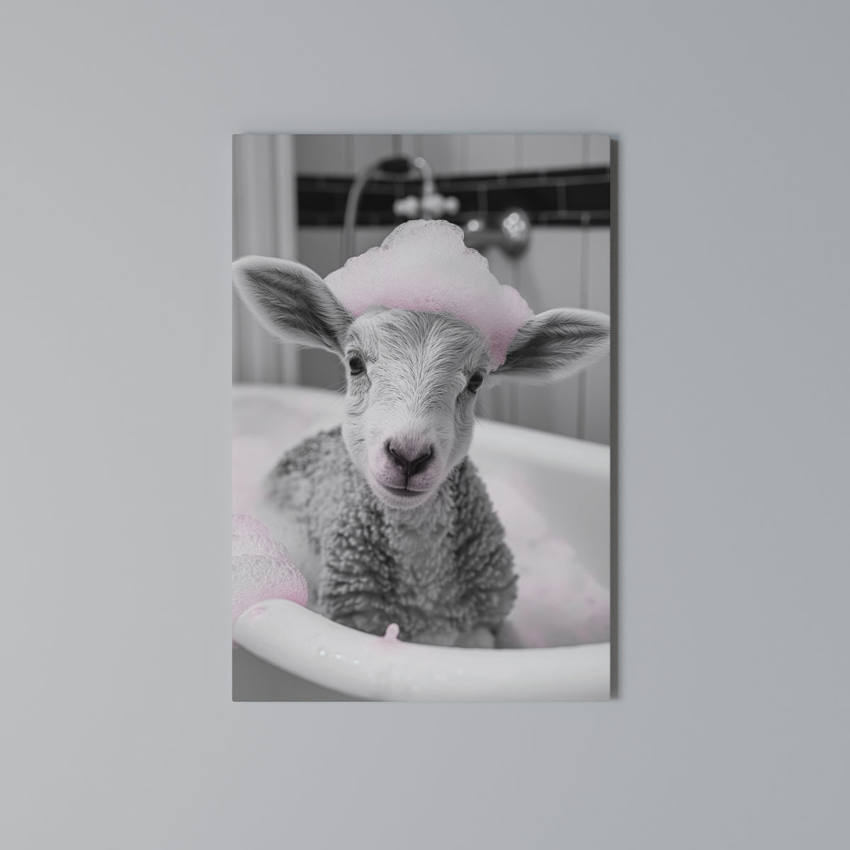 PINK CLOUD BATH TIME Vertical Canvas Print
