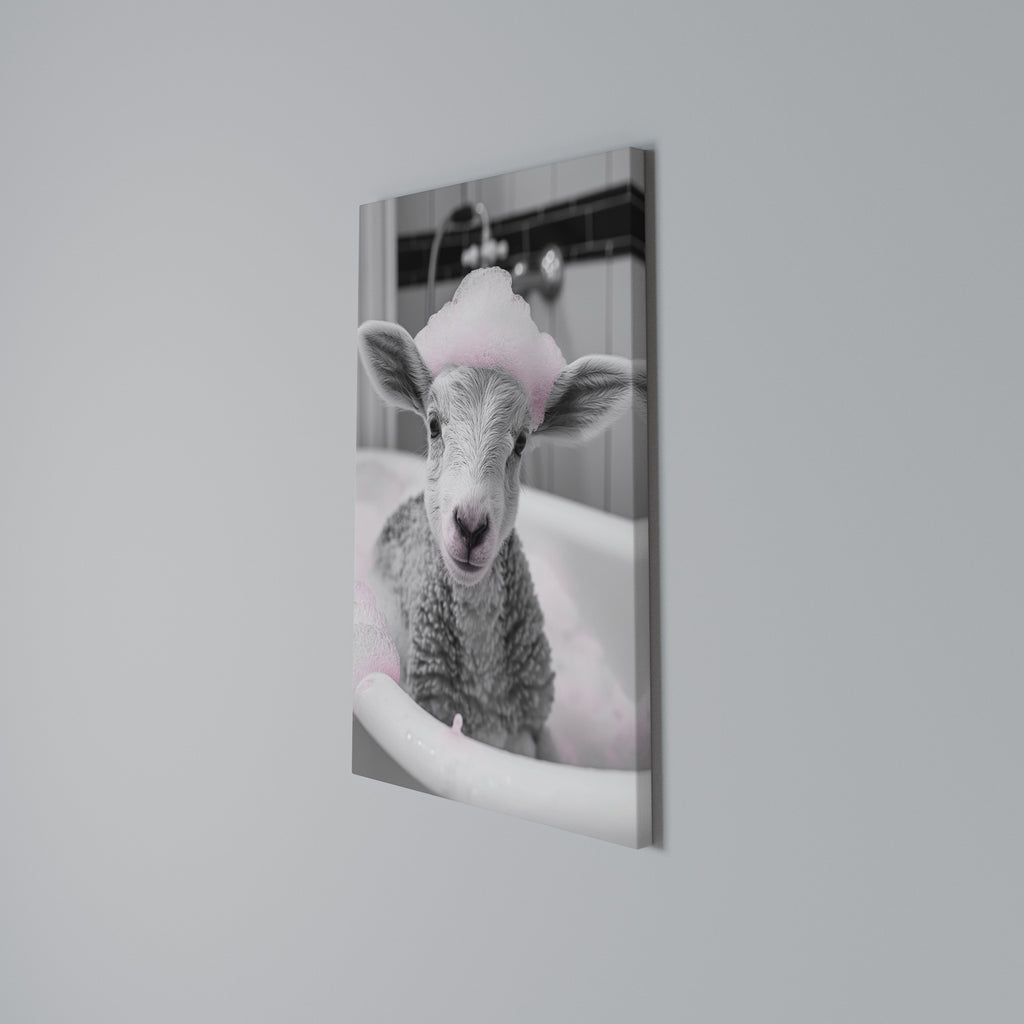 PINK CLOUD BATH TIME Vertical Canvas Print