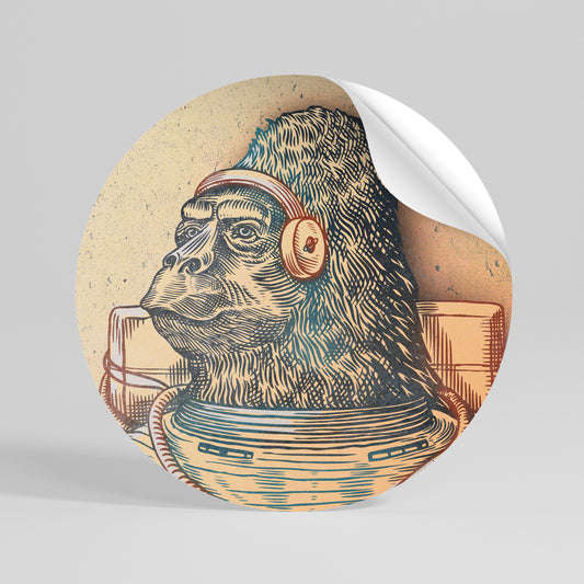 GORILLA GROOVE Kulatá samolepka