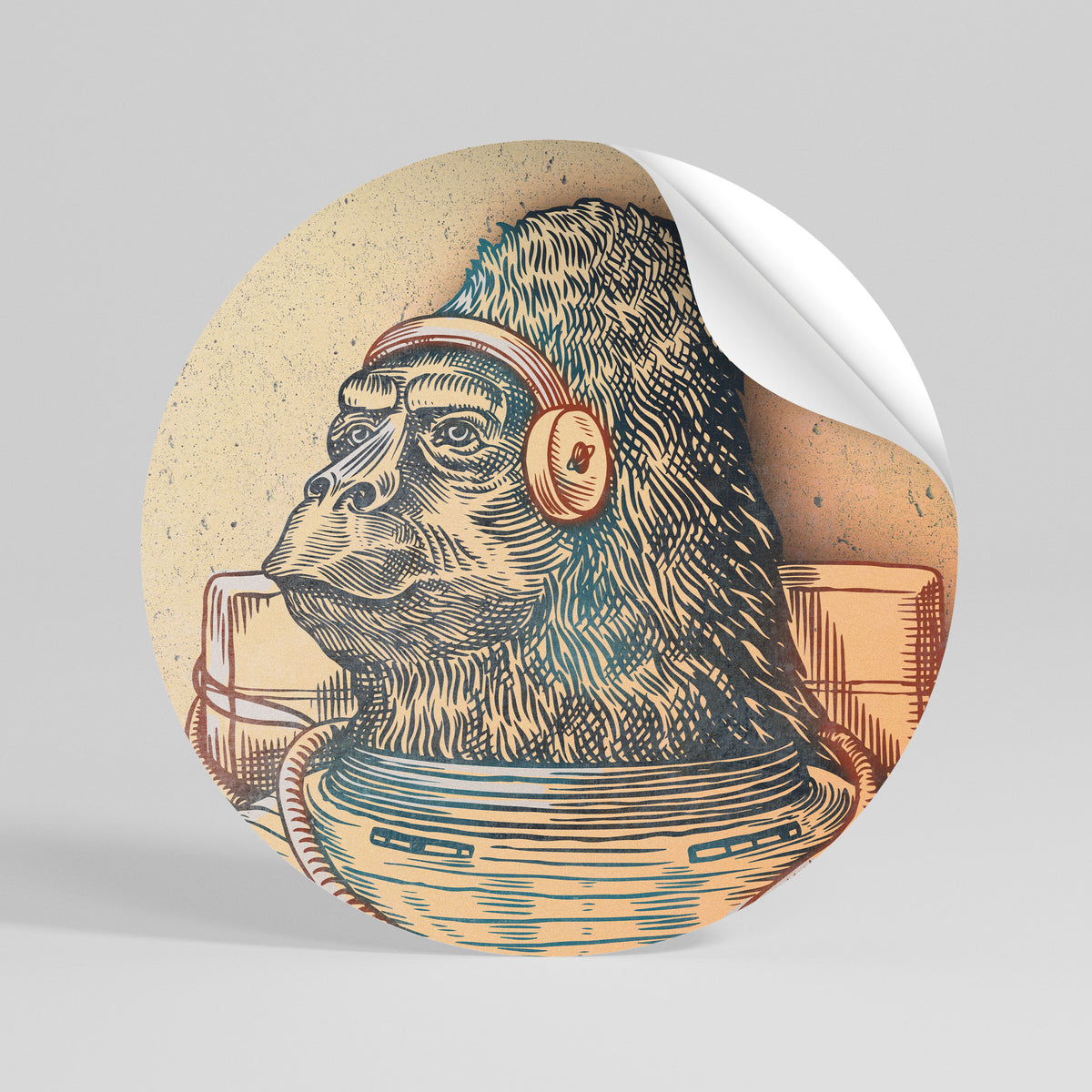 GORILLA GROOVE Kulatá samolepka