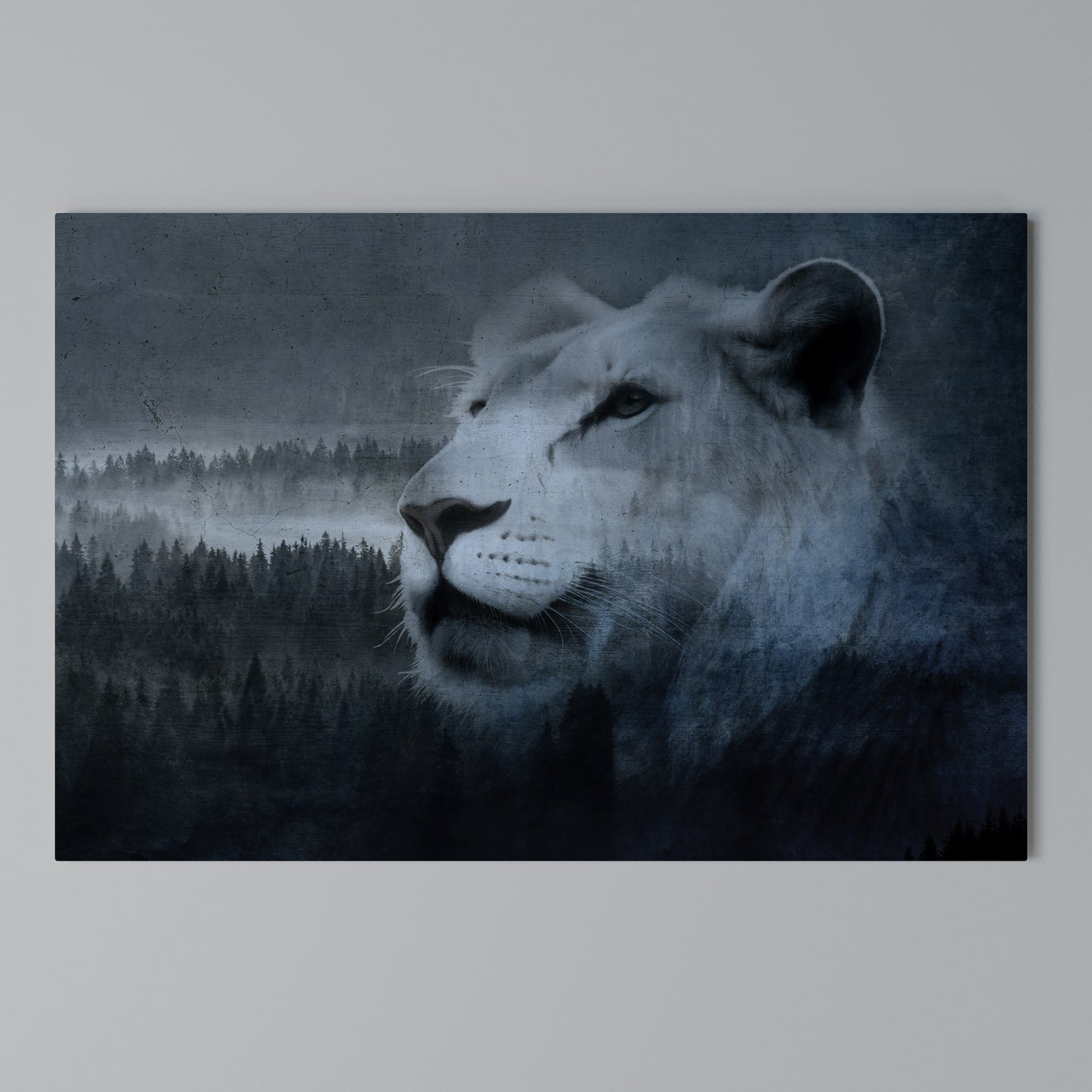 LION'S HARMONY IN BLUE Horizontal Canvas Print