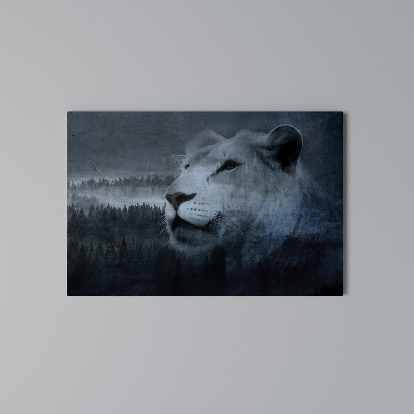 LION'S HARMONY IN BLUE Horizontal Canvas Print