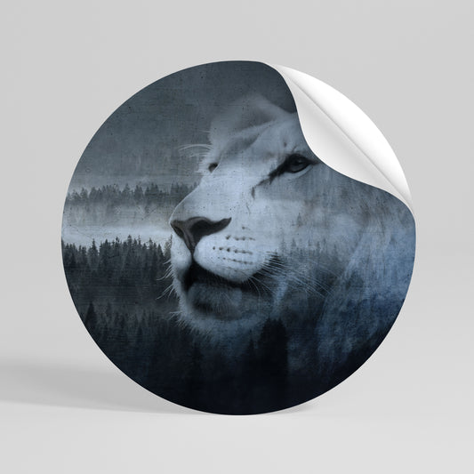 LION'S HARMONY IN BLUE Kulatá samolepka