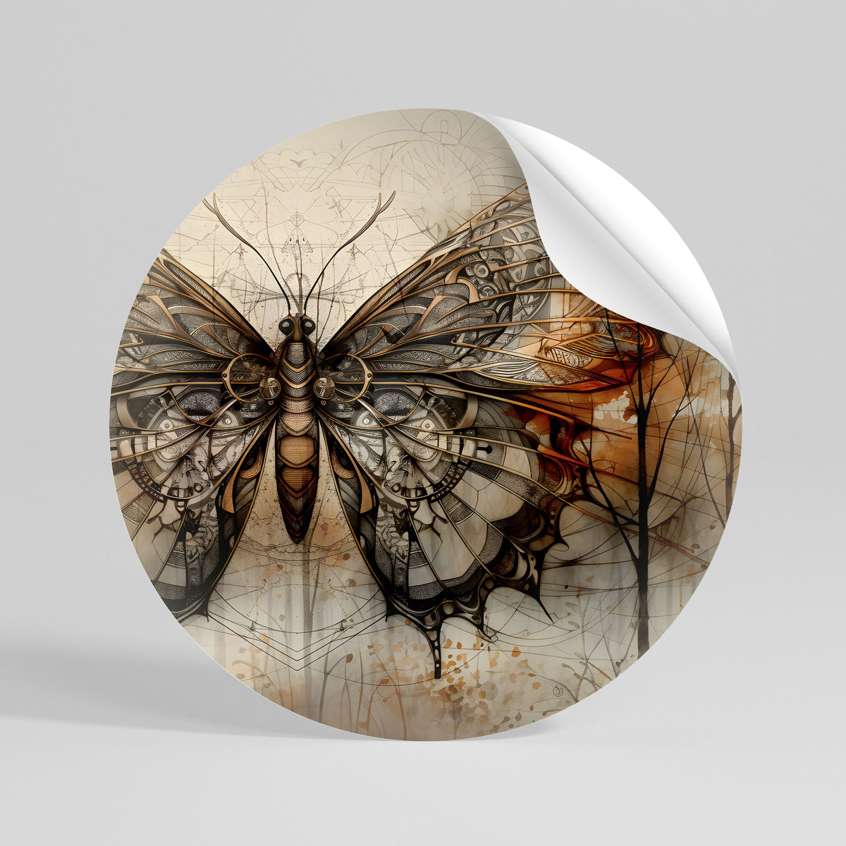 MECHANICAL BEAUTY UNVEILED Kulatá samolepka