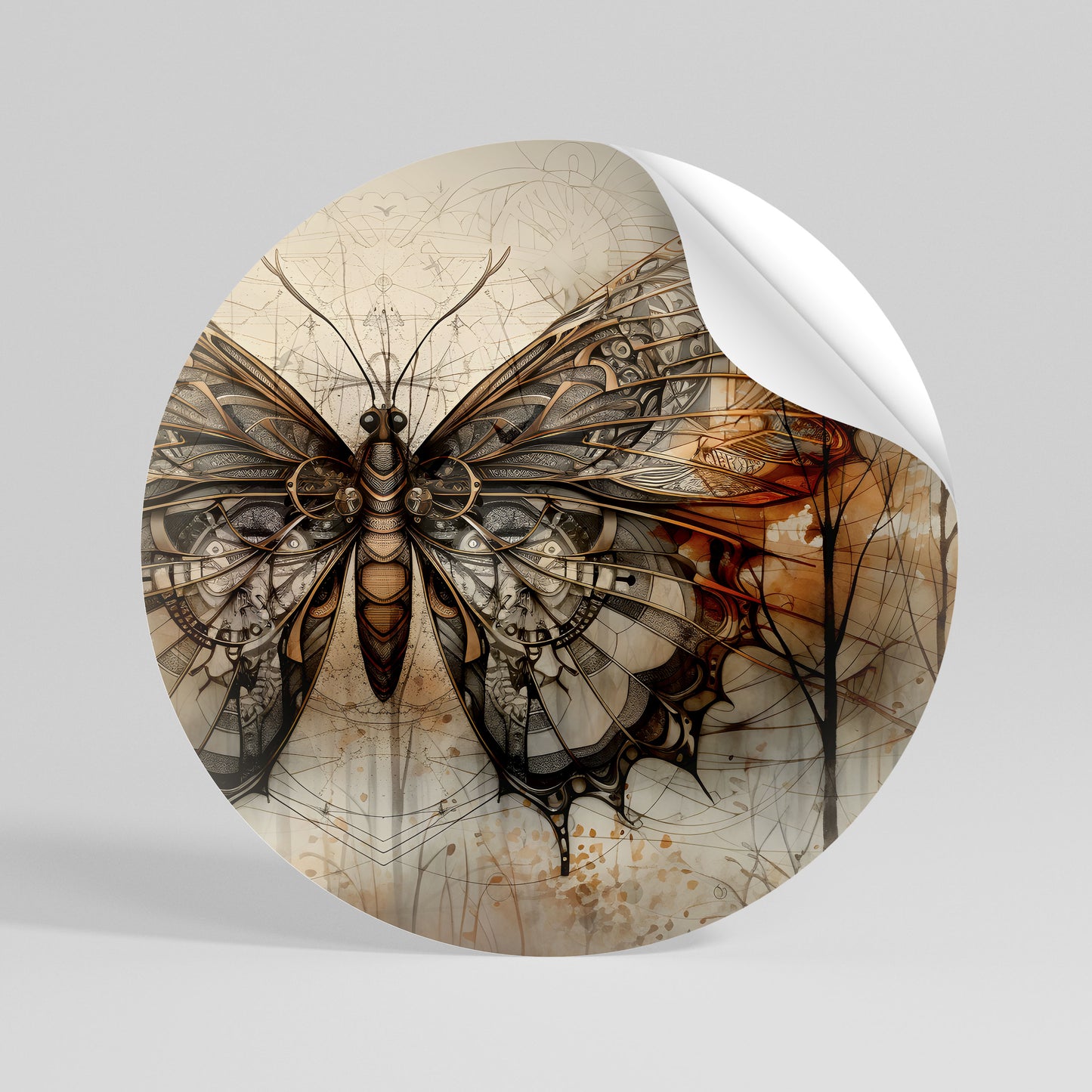 MECHANICAL BEAUTY UNVEILED Kulatá samolepka
