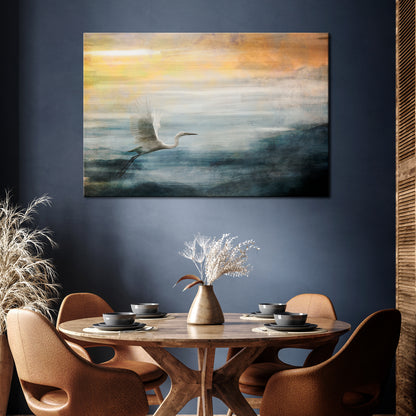 HERON IN FLY Horizontal Canvas Print