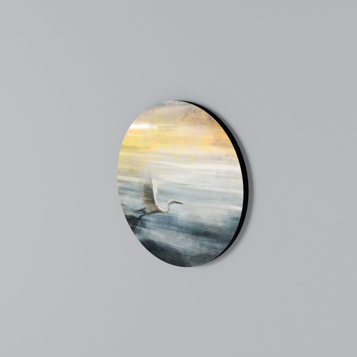 HERON IN FLY Kulatá nástěnná dekorace