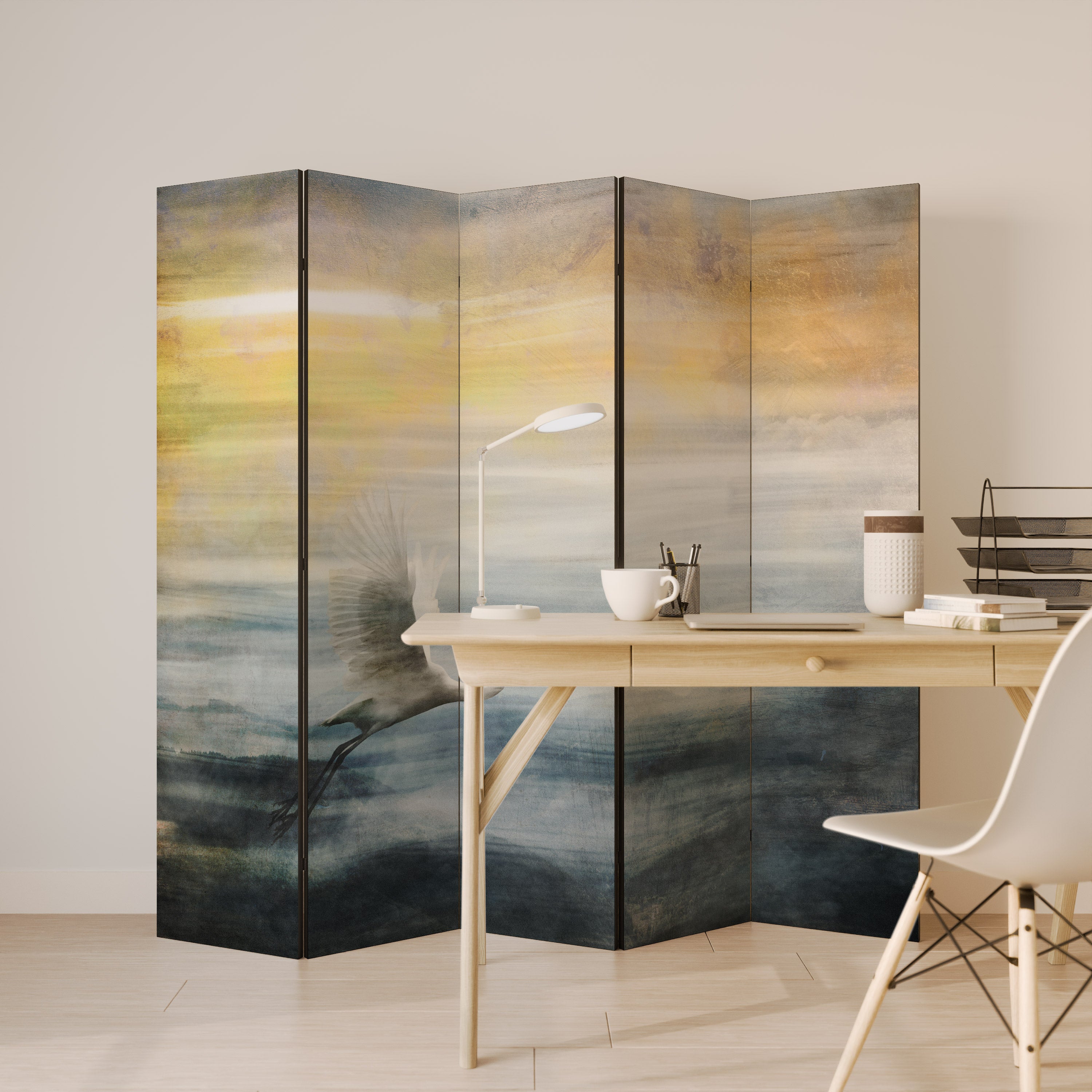 HERON IN FLY 5-Panel Room Divider
