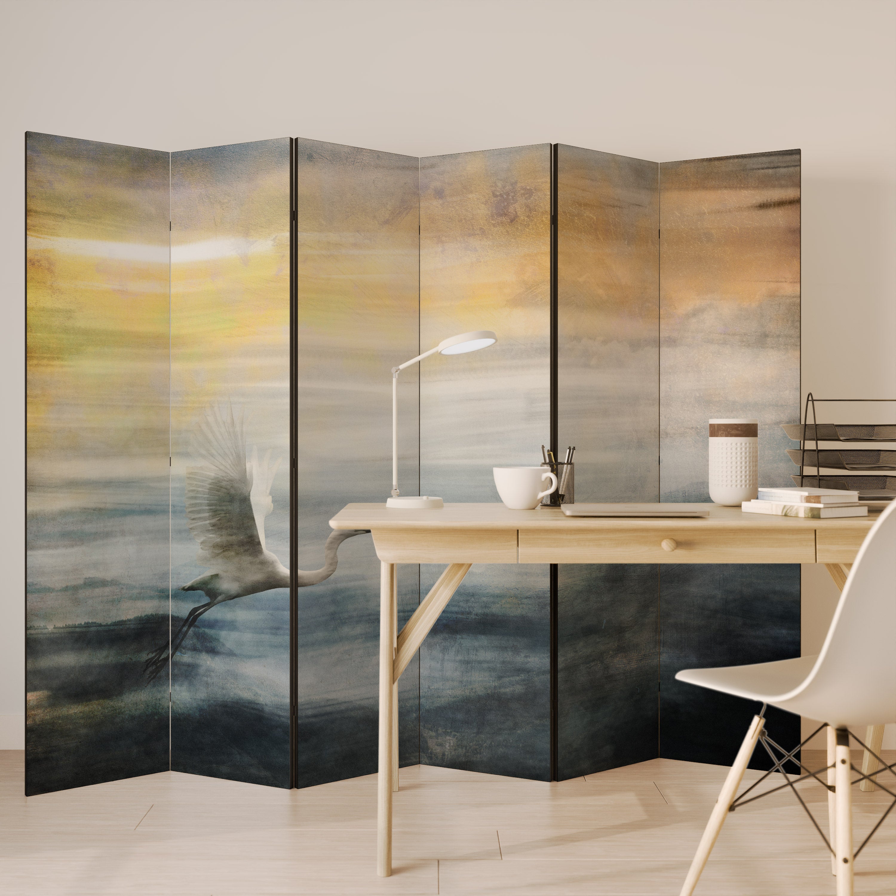 HERON IN FLY 6-Panel Room Divider