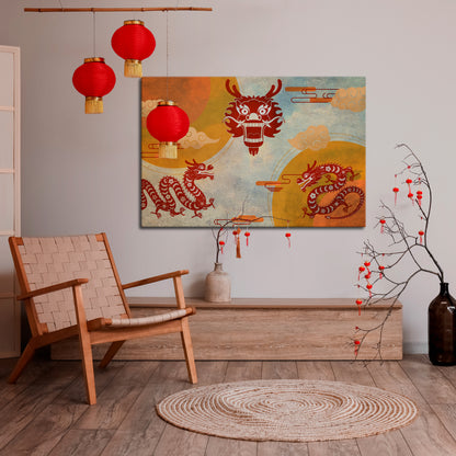 MYSTICAL DRAGON Horizontal Canvas Print