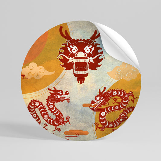 MYSTICAL DRAGON Kulatá samolepka