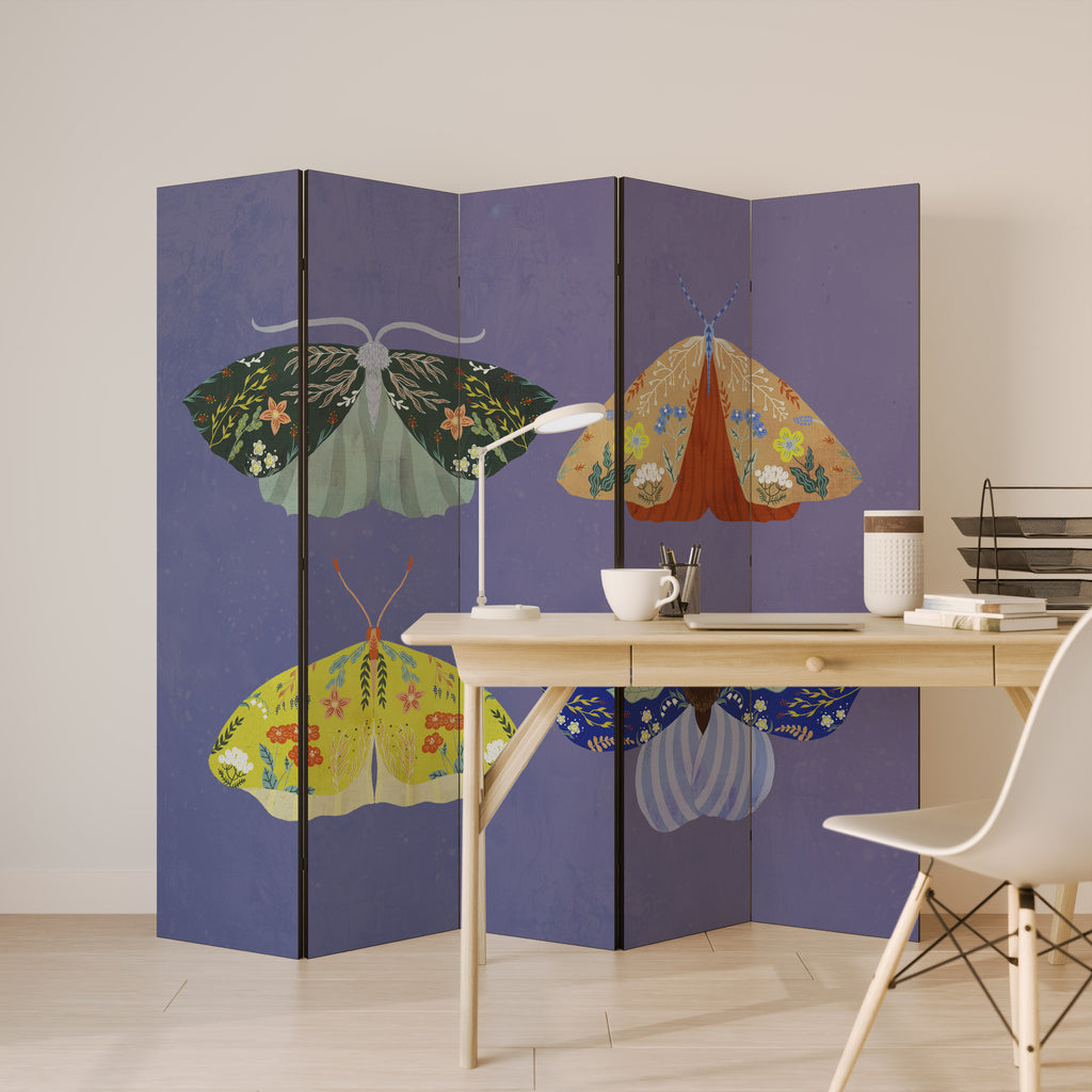 MOTH INTO THE FLAME 5-Panel Room Divider