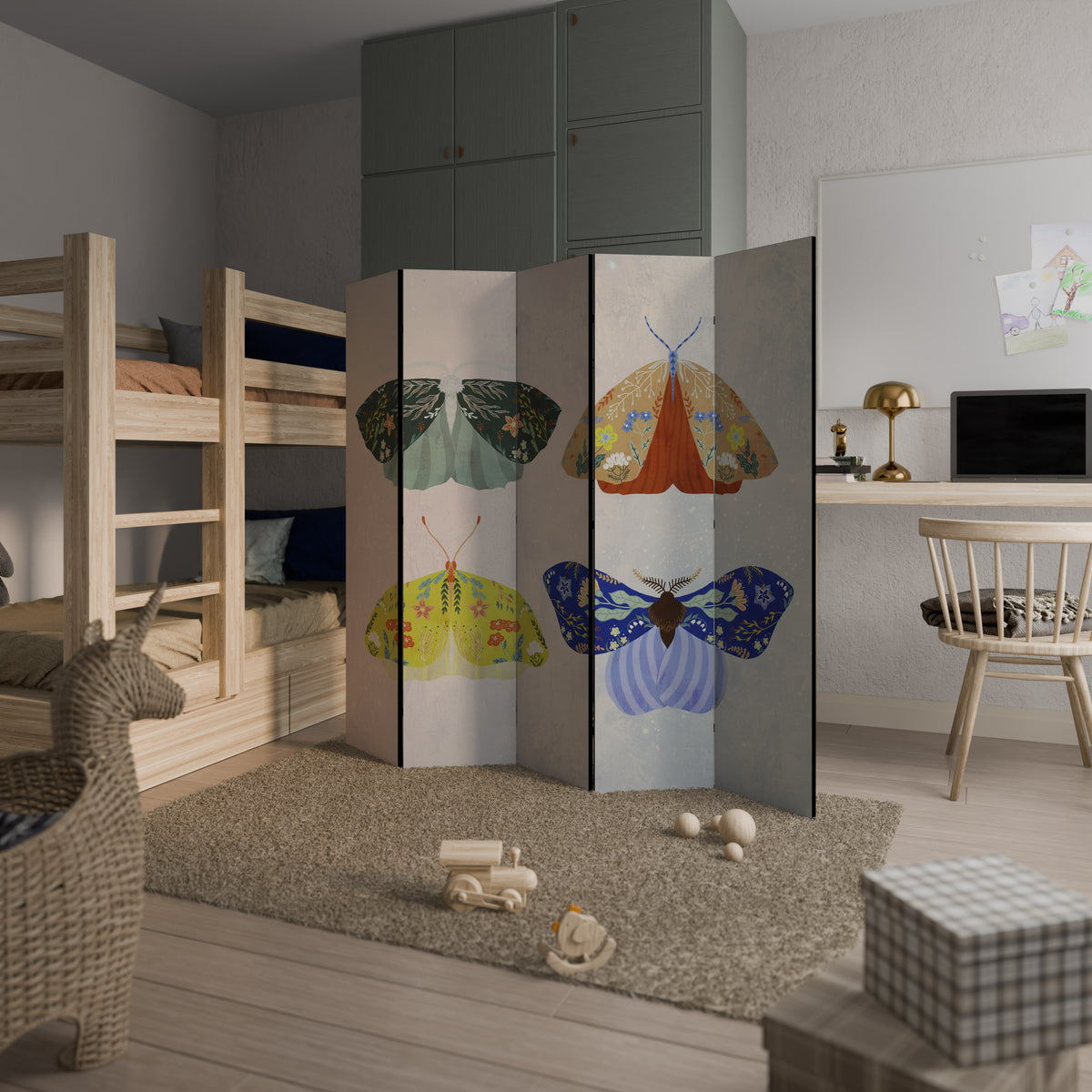 MOTH INTO THE LIGHT 5dílný paraván