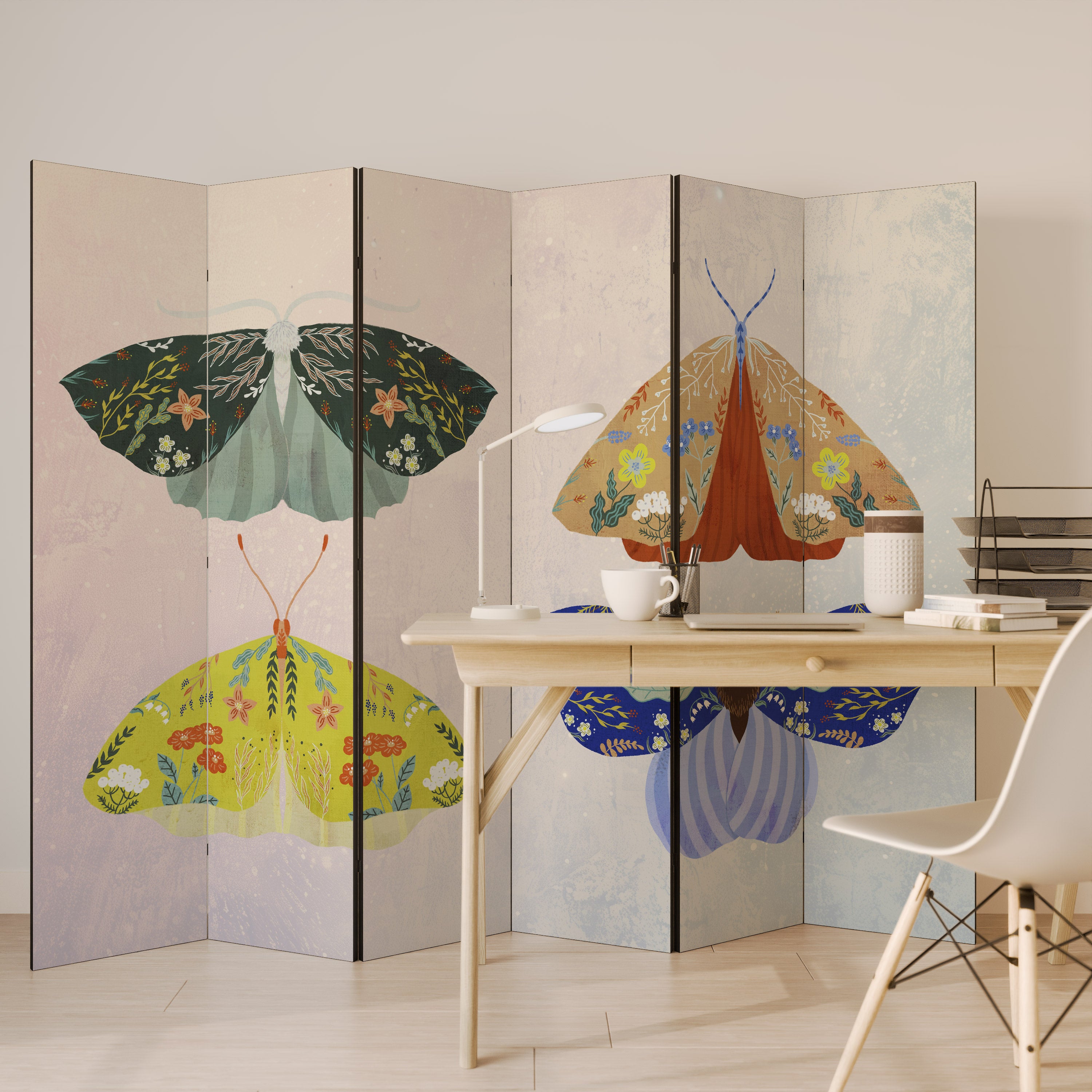 MOTH INTO THE LIGHT 6-Panel Room Divider