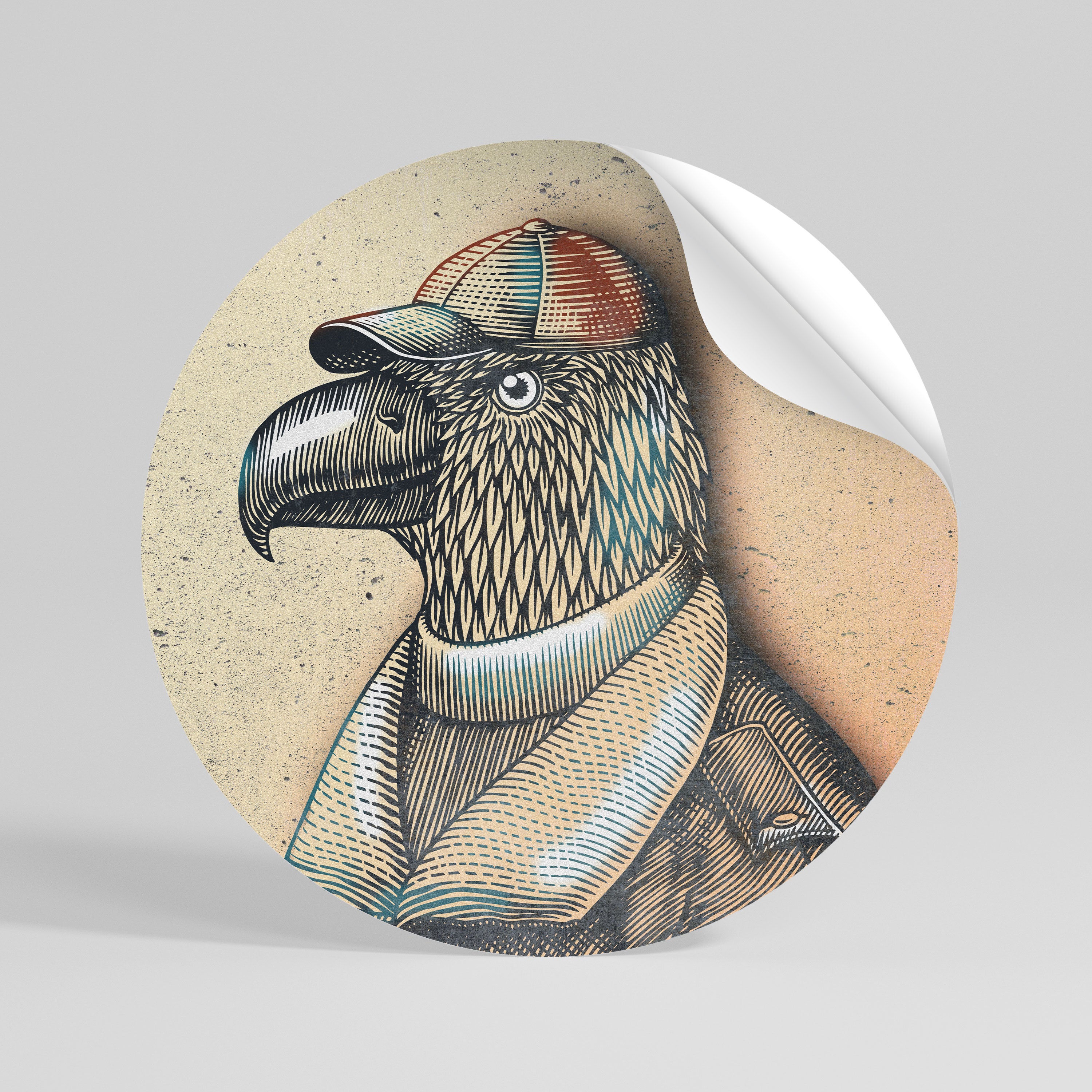 FEATHERED FASHIONISTA Peel and Stick Round Sticker