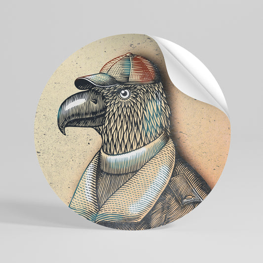 FEATHERED FASHIONISTA Kulatá samolepka