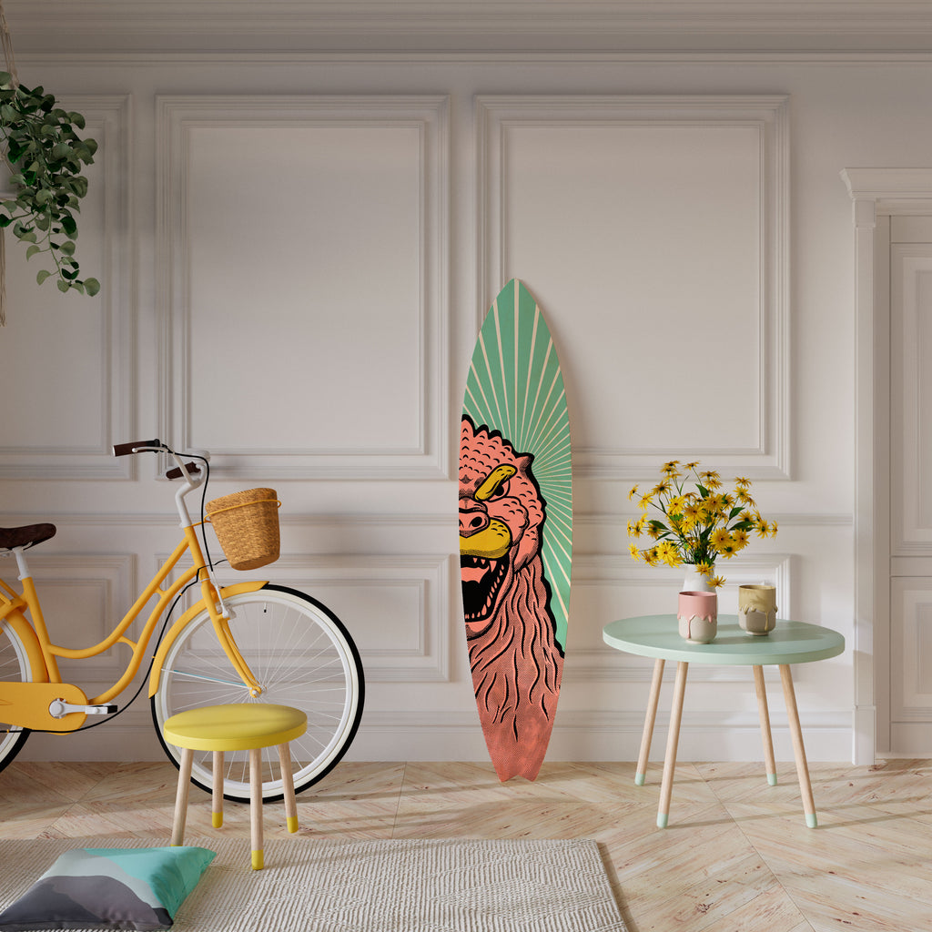 GODZILLA WELCOME Dekorativní panel ve tvaru surfu