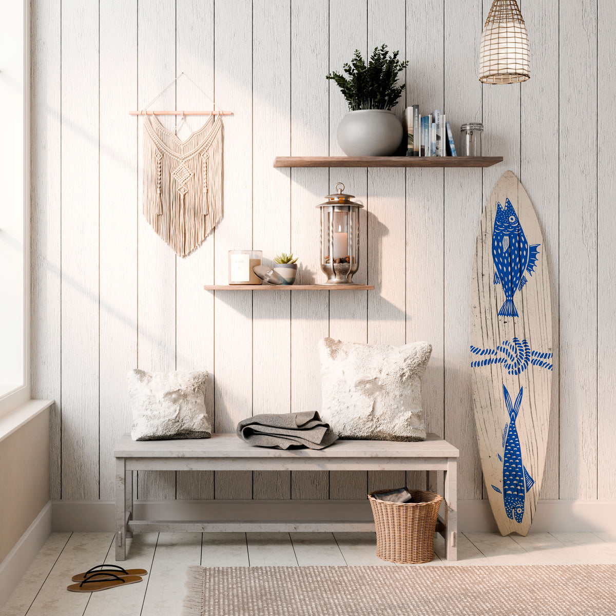 MARINE CREATURES Dekorativní panel ve tvaru surfu