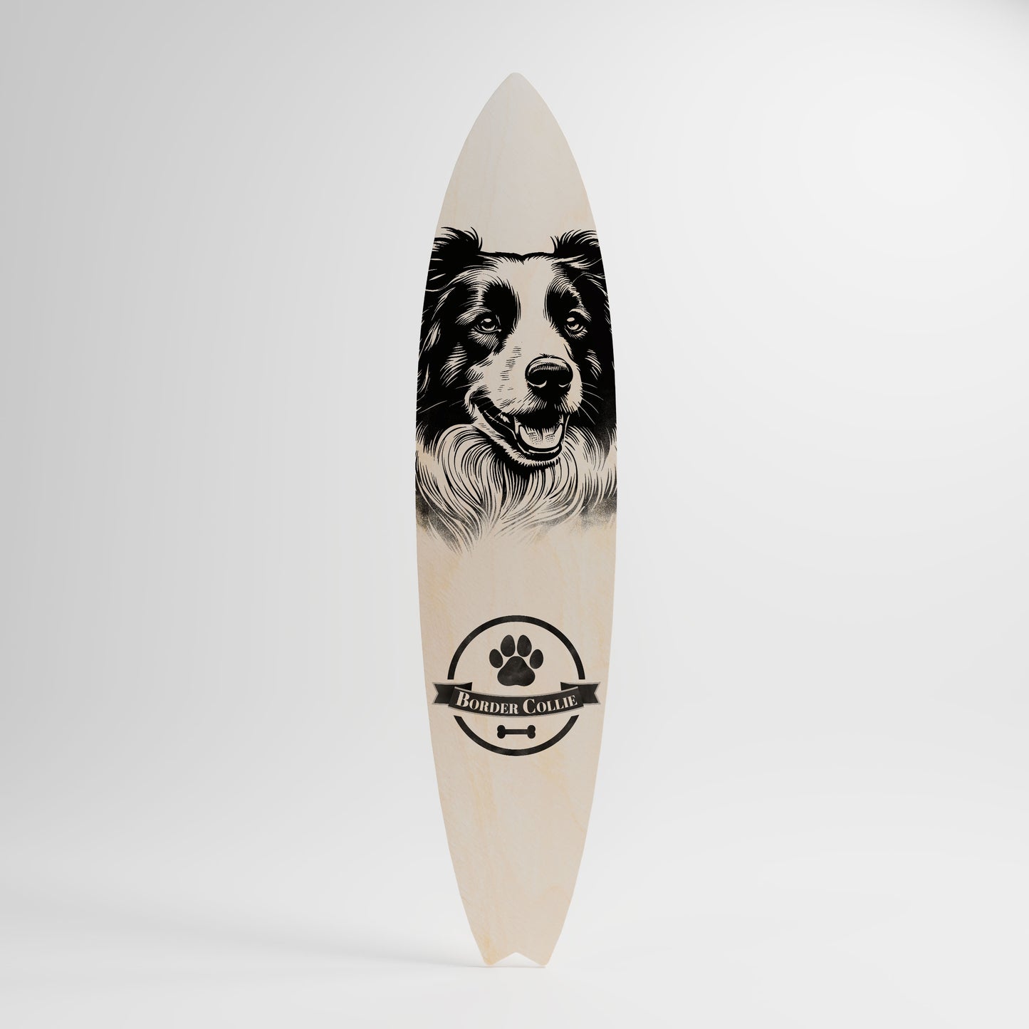 BORDER COLLIE Dekorativní panel ve tvaru surfu