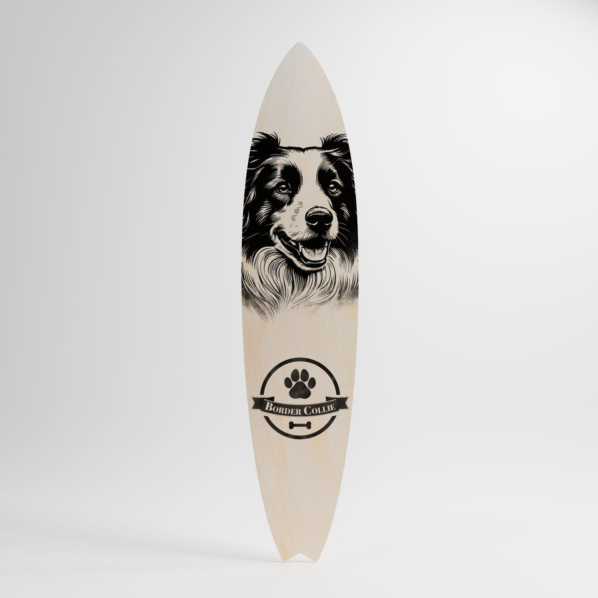 BORDER COLLIE Dekorativní panel ve tvaru surfu