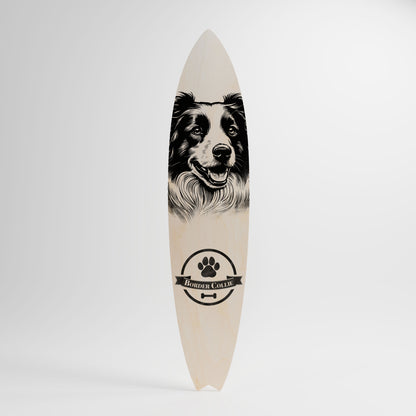 BORDER COLLIE Dekorativní panel ve tvaru surfu