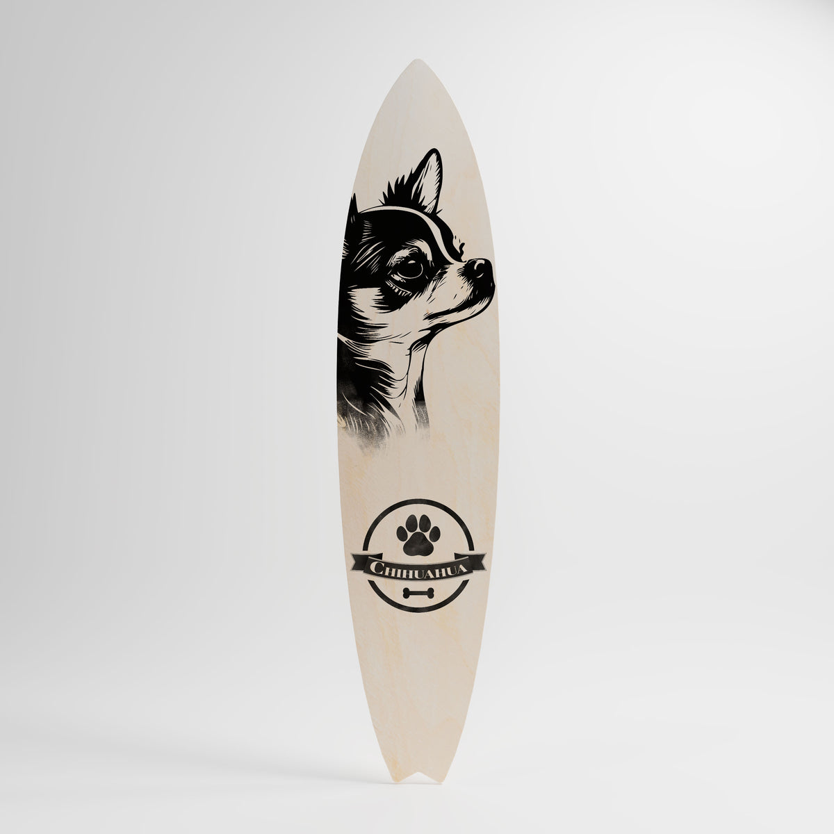 CHIHUAHUA DOG Dekorativní panel ve tvaru surfu