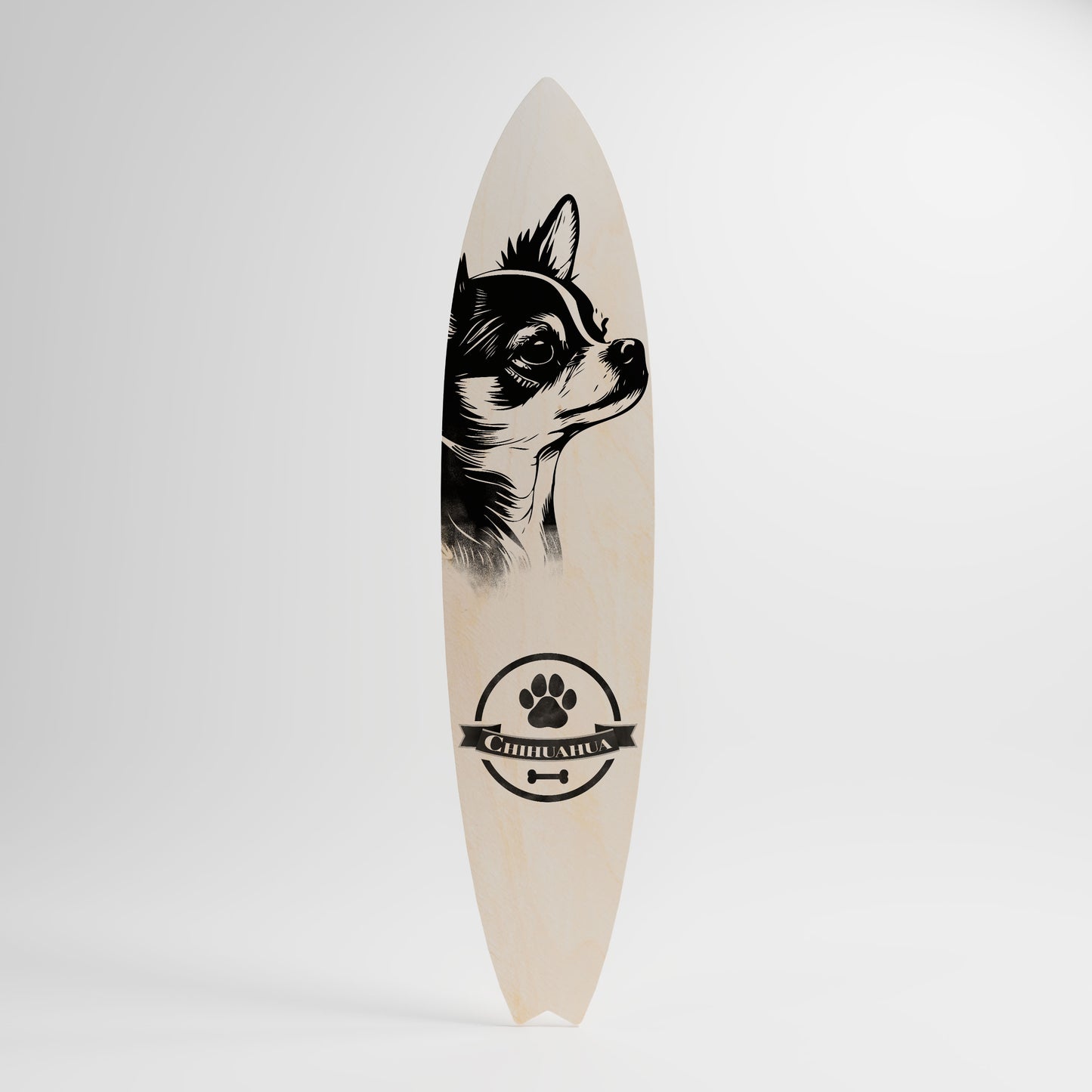 CHIHUAHUA DOG Dekorativní panel ve tvaru surfu
