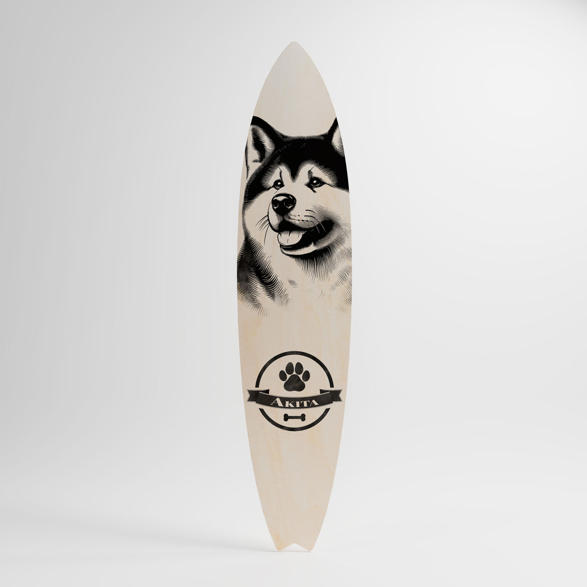 AKITA DOG Dekorativní panel ve tvaru surfu