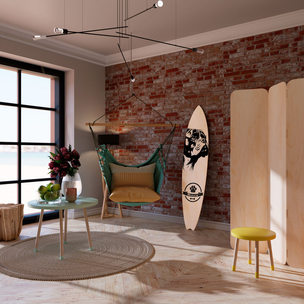 BOXER DOG Dekorativní panel ve tvaru surfu