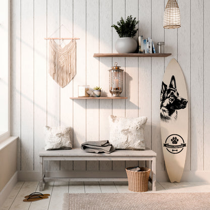 GERMAN SHEPARD Dekorativní panel ve tvaru surfu