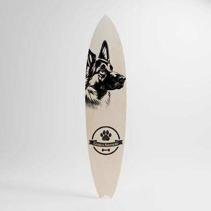 GERMAN SHEPARD Dekorativní panel ve tvaru surfu